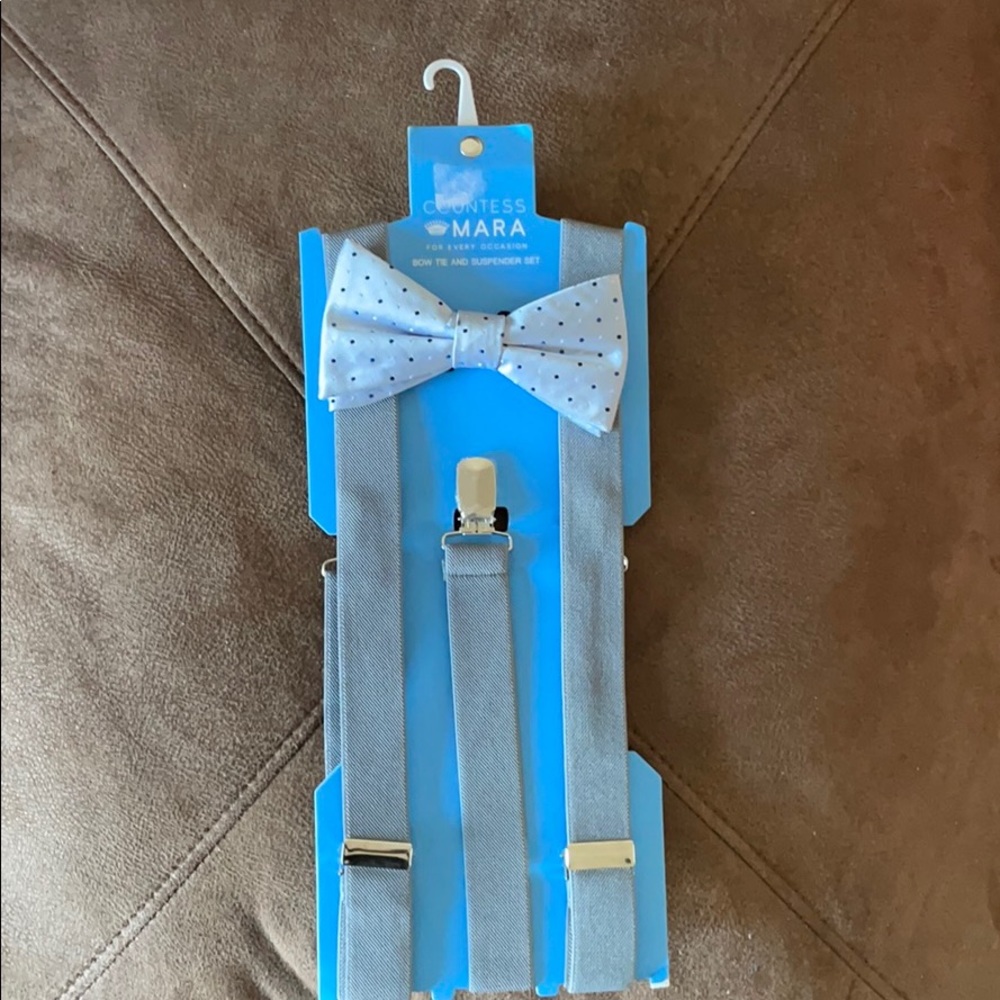 Bow tie and suspender set